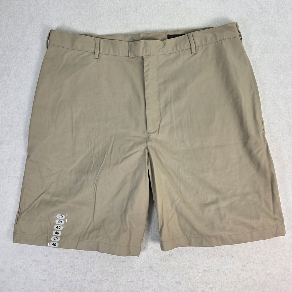 Greg Norman Men 40 Golf Shorts Khaki Tan New Wrinkle Resistant‎ Cotton Twill